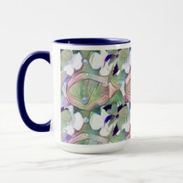Taza Flores abstractas y Perlas Azules Big Mug