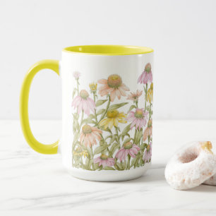 Taza Flores acuarela de arte botánico floral