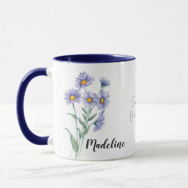 Taza Flores acuarelas Aster Septiembre Flor de Nacimien