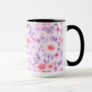 Taza Flores acuarelas y hojas 3