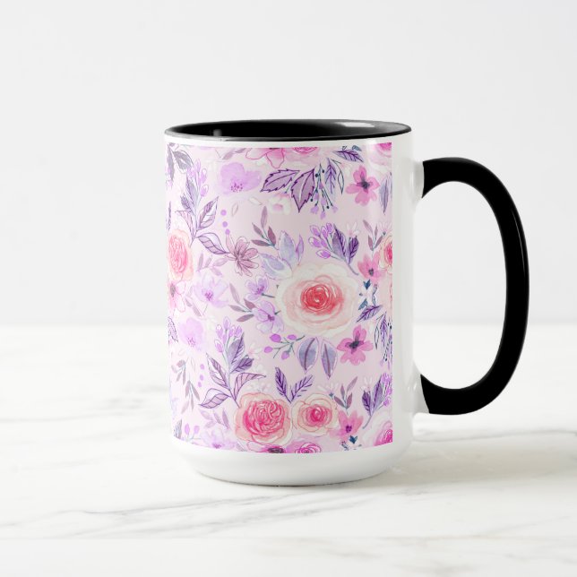 Taza Flores acuarelas y hojas 3 (Derecha)