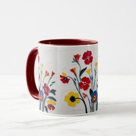 Taza Flores acuáticas clásicas en tonos brillantes