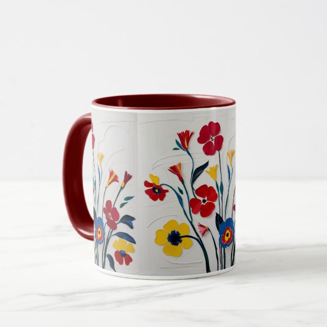 Taza Flores acuáticas clásicas en tonos brillantes (Anverso izquierdo)