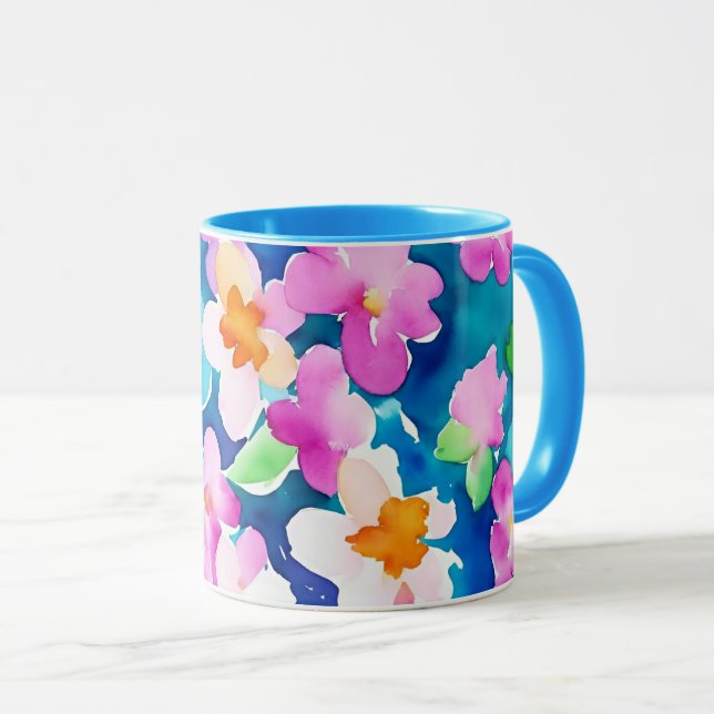Taza Flores acuáticas rosas y Bonitos (Anverso derecho)