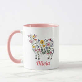 Taza Flores acuáticas silvestres en forma de vaca pura