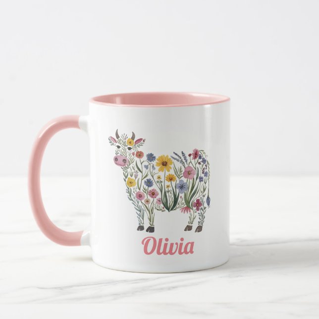 Taza Flores acuáticas silvestres en forma de vaca pura (Izquierda)