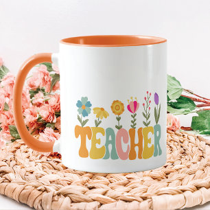 Taza Flores alegres profesor retro Mug
