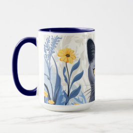 Taza Flores amarillas de gato azul ruso