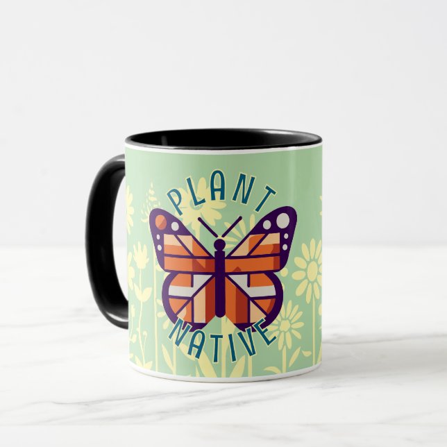 Taza Flores amarillas de monarca nativa de la planta (Anverso izquierdo)