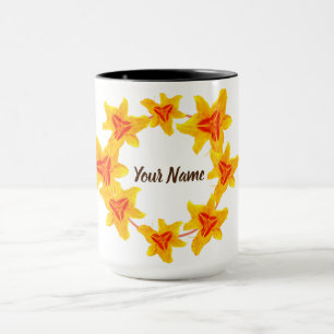 Taza Flores amarillas personalizadas