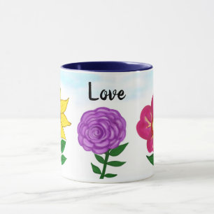 Taza Flores amarillas rosadas púrpura adoran