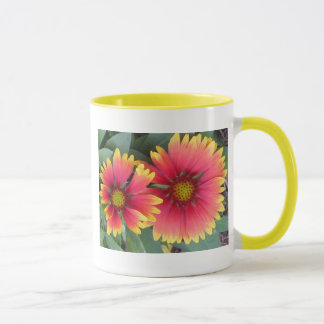 Taza Flores anaranjadas y amarillas