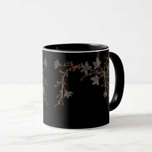 Taza Flores Art Déco sobre negro