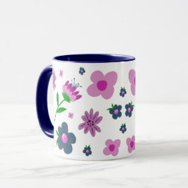 Taza Flores azul boho rosa índigo | Café de dos tonos