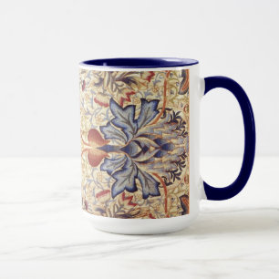 Taza Flores Azul Y Oro