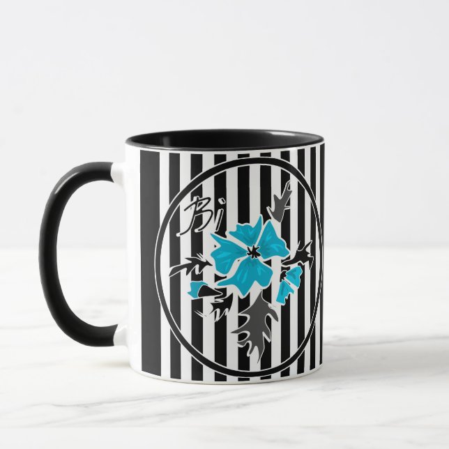 Taza Flores azules abstractas sin fisuras floral blanco (Izquierda)