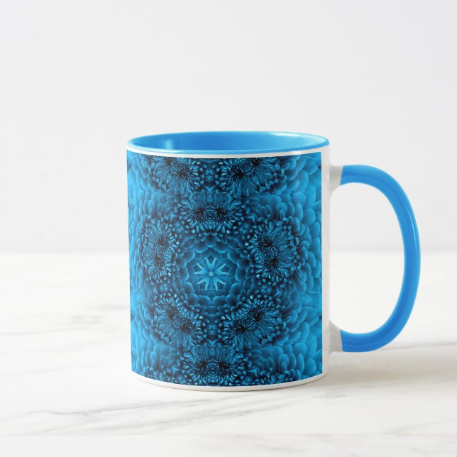 Taza FLORES AZULES DE DAHLIA Resumen Floral (Derecha)
