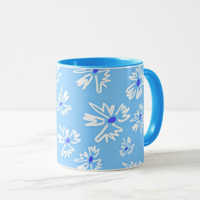 Taza Flores azules y blancas de Bonito pastel (Anverso derecho)