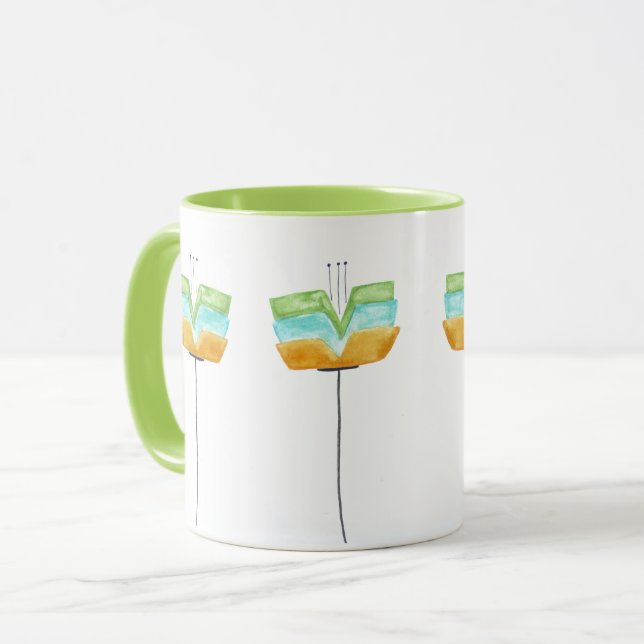 Taza Flores blancas modernas (Anverso izquierdo)