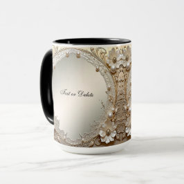 Taza Flores Blancas Modernas Perlas