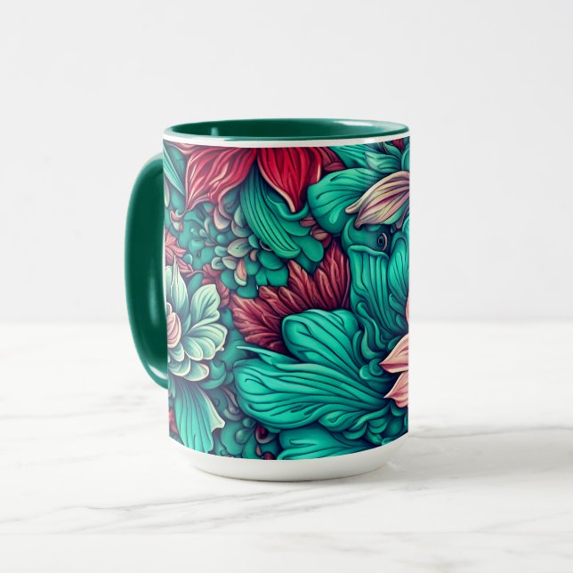 Taza Flores cian Flores surrealistas (Anverso izquierdo)