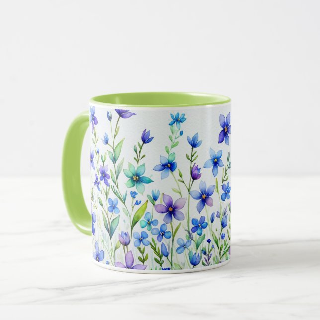 Taza Flores de Acuarela Café (Anverso izquierdo)