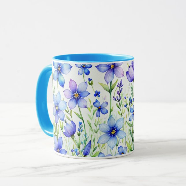 Taza Flores de Acuarela Café (Anverso izquierdo)