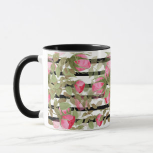 Taza Flores de acuarela sin fisuras rosas rosadas roma 