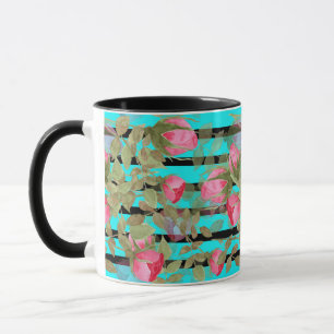 Taza Flores de acuarela sin fisuras rosas rosadas roma 