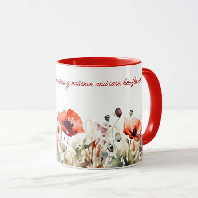 Taza Flores de adormidera rojas Impresión de agua (Anverso derecho)