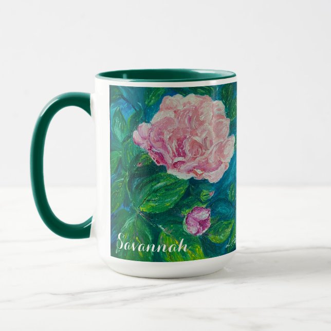 Taza "Flores de amor" Mug Rosa personalizada (Izquierda)