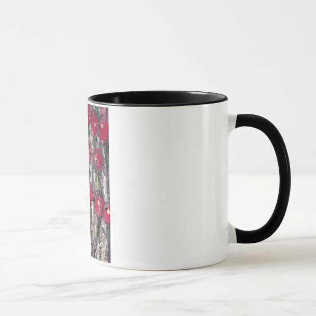 Taza Flores de Berry Rojas abstractas (Derecha)