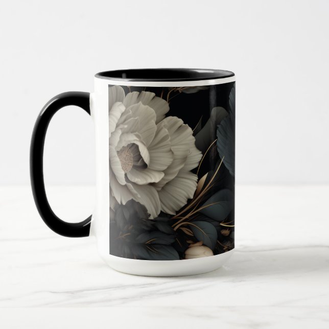 Taza Flores de blanco y negro (Izquierda)