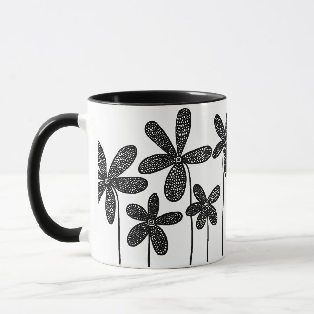 Taza Flores de bonito - Blanco y negro (Izquierda)