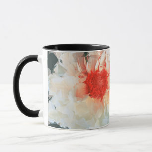 Taza Flores de cerdo blanco negro cubista