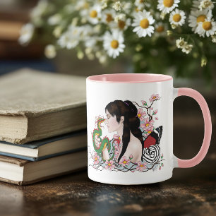 Taza Flores de Cerezo Dragón Serenidad Hada Asiática