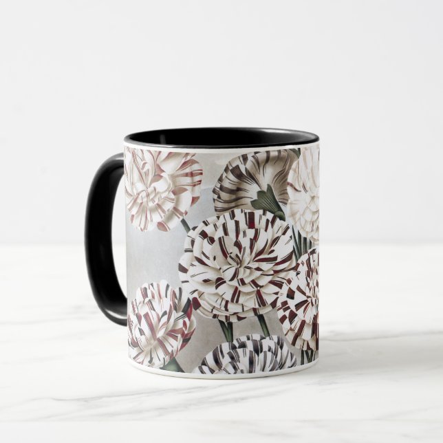 Taza Flores de clavel variadas con cielo gris (Anverso izquierdo)