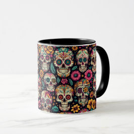 Taza Flores de cráneo de azúcar