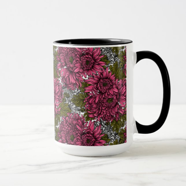 Taza Flores de crisantemo rosa (Derecha)