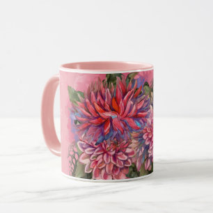 Taza Flores de Dahlias color rosa
