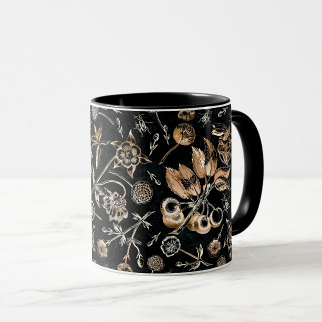 Taza Flores de escarabajos de oro falsas dejan frutas d (Anverso derecho)