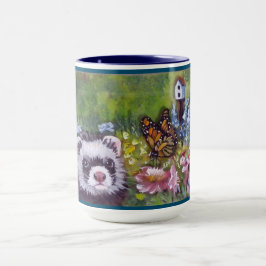 Taza Flores de ferret Mariposa y Aves Mug