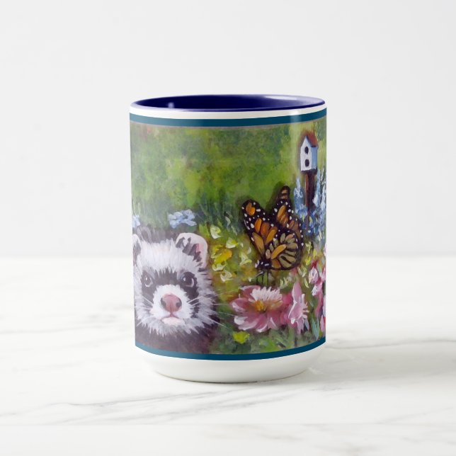 Taza Flores de ferret Mariposa y Aves Mug (Centro)