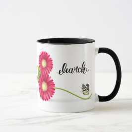 Taza Flores de Gerbera y mariposa