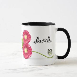 Taza Flores de Gerbera y mariposa
