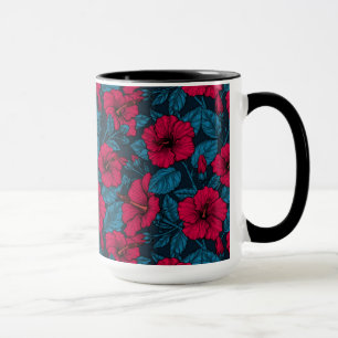 Taza Flores de hibiscos rojos