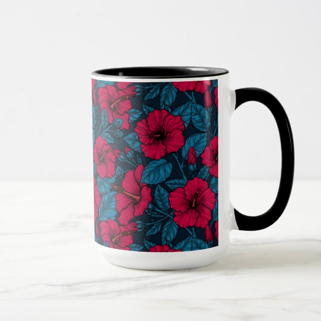 Taza Flores de hibiscos rojos (Derecha)
