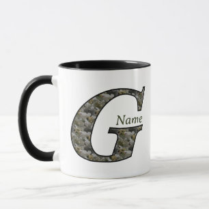 Taza Flores de Hortensia con Inicial de Monograma Perso