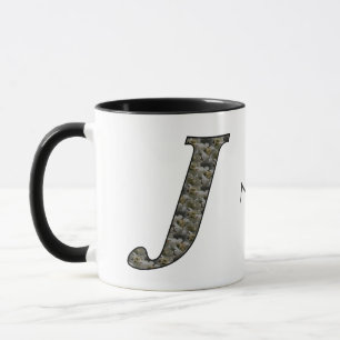 Taza Flores de Hortensia con Inicial de Monograma Perso