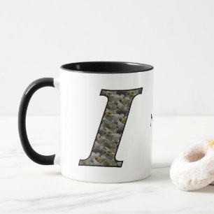 Taza Flores de Hortensia con Inicial de Monograma Perso